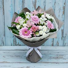 Букет цветов из:  Герберы, Альстромерии и Хризантемы в Мокве 1-ой