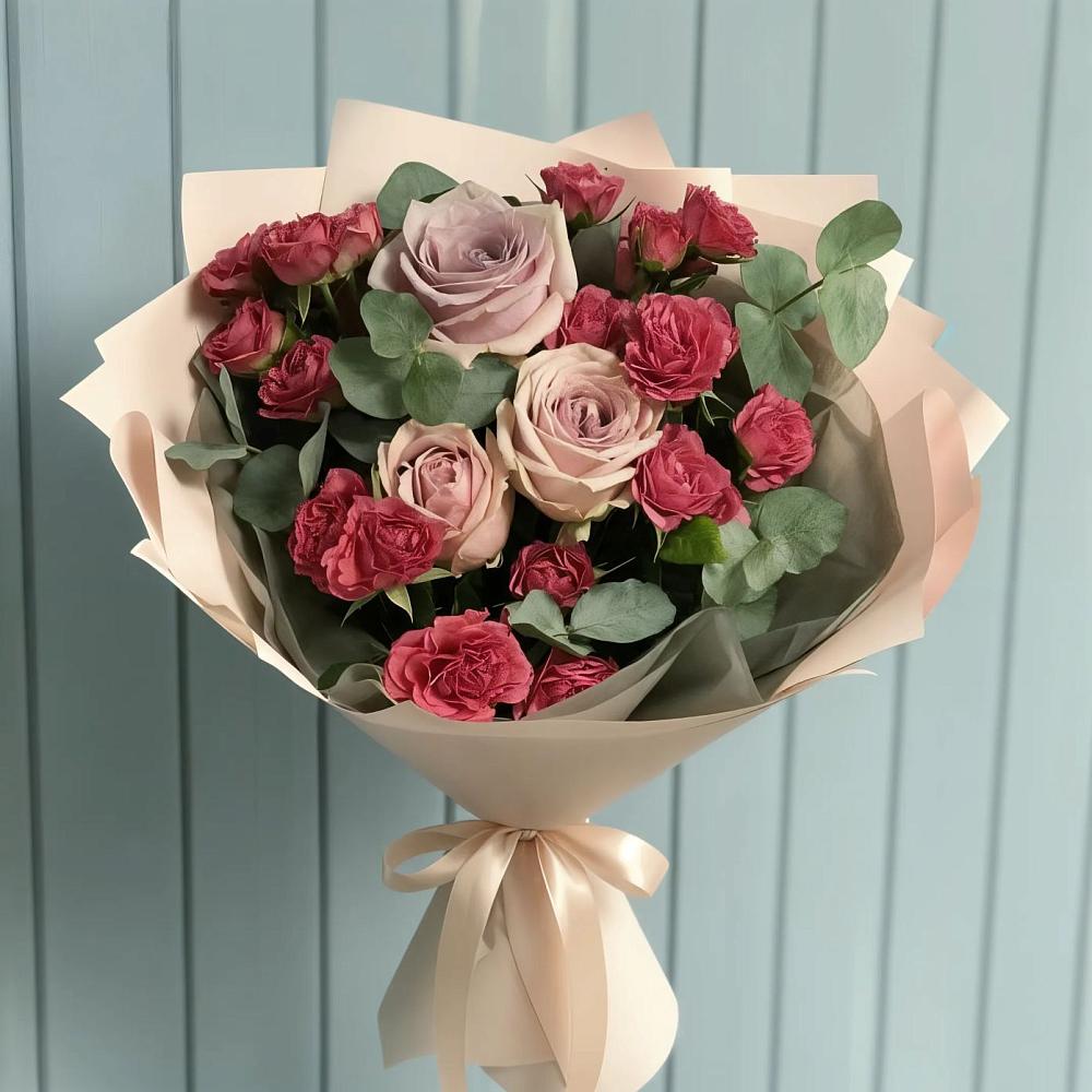 Букет цветов из: Гвоздики и Розы в Мокве 1-ой