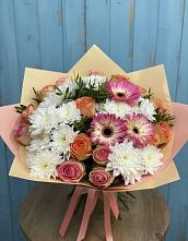 Букет цветов из:  Розы, Герберы и Хризантемы #REPLACE_PRED# Мокве 1-ой