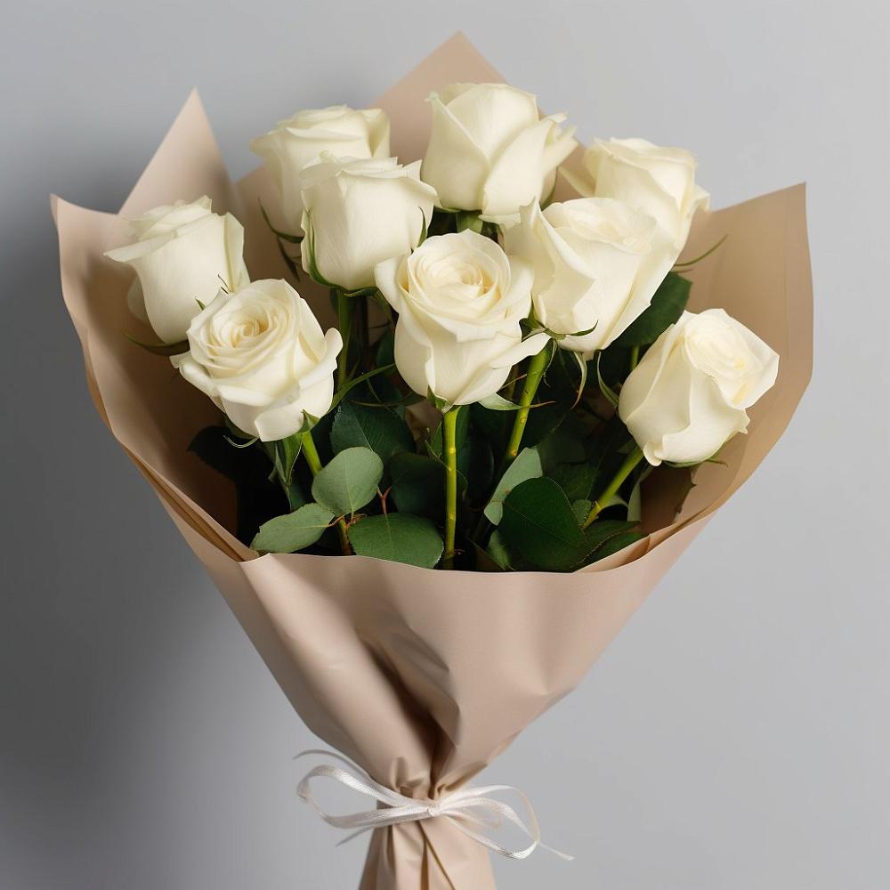 Букет 9 Белых роз Эдлесс Лав в Мокве 1-ой