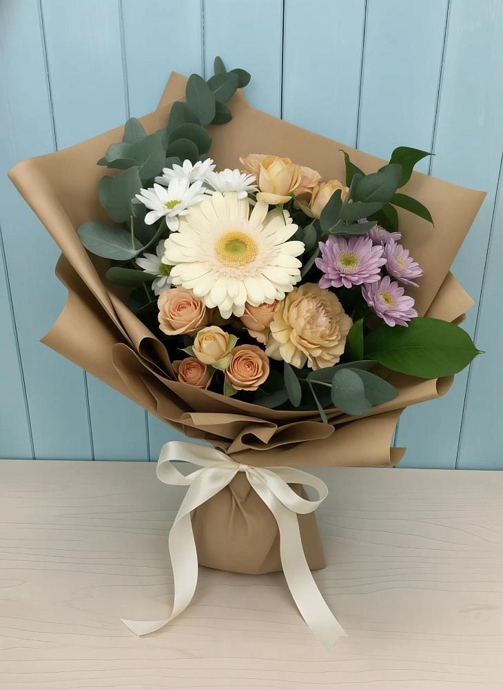 Букет цветов из: Герберы и Хризантемы в Мокве 1-ой