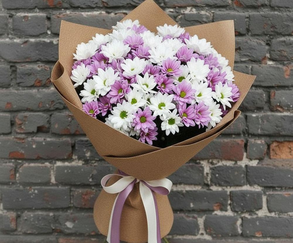 Букет цветов из: Хризантемы в Мокве 1-ой
