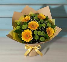 Букет цветов из:  Герберы и Хризантемы в Мокве 1-ой