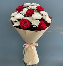 Букет цветов из:  Розы и Хризантемы в Мокве 1-ой