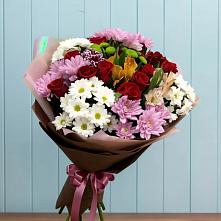 Букет цветов из:  Розы, Хризантемы и Альстромерии в Мокве 1-ой