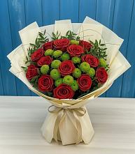 Букет цветов из:  Розы и Хризантемы в Мокве 1-ой